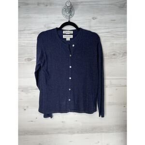Kevo Sweater Womens Medium Blue Silk Lurex Button Cardigan Sparkle Lightweight